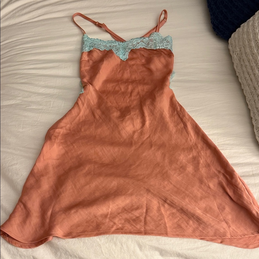 Elegant Pink and Blue Lace Chemise